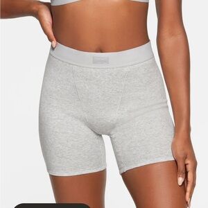 SKIMS Cotton Rib Boxer Light Heather Grey
